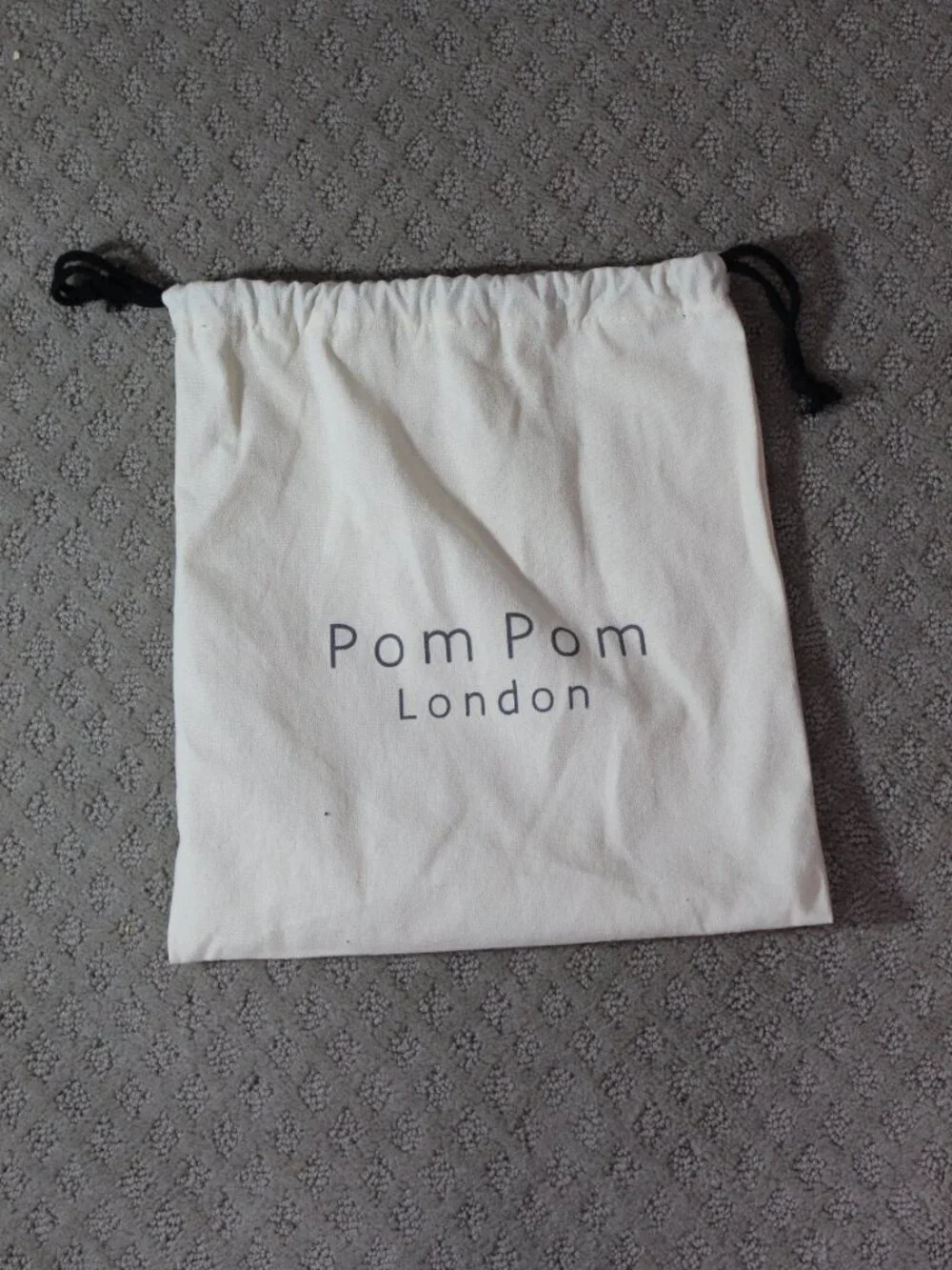 Pom Pom London Small Rectangular Adjustable Black Gold Crossover Strap Purse